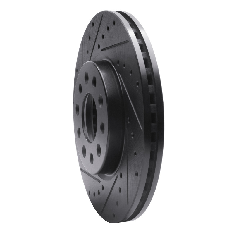 Buick LaCrosse Brake Rotor (1) - Front Left - R1 Concepts - Drilled & Slotted - Black - `16-`21